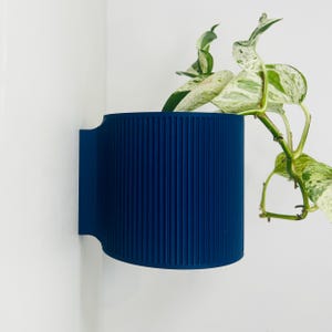 The Brunswick Wall Mounted Pot Planter Matte Navy // 2 Sizes // Screw Mounted // No Drainage