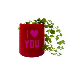 I Love You 3D Printed Heart Planter with Tray | Unique Valentine's Day Gift Idea for Plant Lovers & Home Decor