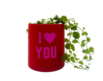 I Love You 3D Printed Heart Planter with Tray | Unique Valentine's Day Gift Idea for Plant Lovers & Home Decor
