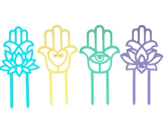 Lot de 4 treillis pour plantes, motif lotus, couleurs vives