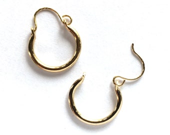 Vintage Gold Plated Hoop Earrings: Small Brass Boho Jewelry