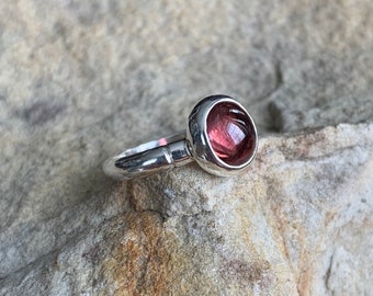 Pink tourmaline sterling silver ring, size 6 ready to ship