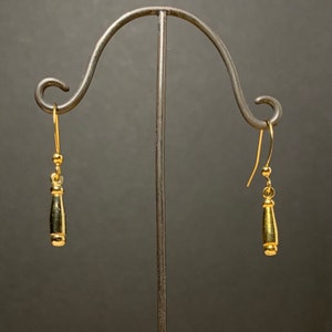 Tiny Gold Plated Dangle Earrings: 70s Vintage Brass Drops