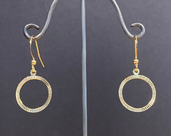 Vintage dangle hoops earrings, little vintage 70’s style earrings, gold plated dangle earrings
