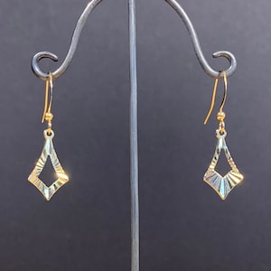 Vintage 70s Gold Plated Kite Dangle Earrings
