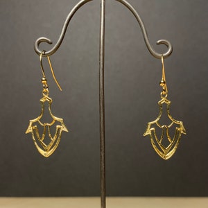 Vintage Art Nouveau Dangle Earrings: Gold Plated 70s Style
