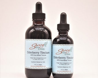 Elderberry Herbal Tincture 2 oz.  100% Pure For Colds, Flu, Viruses