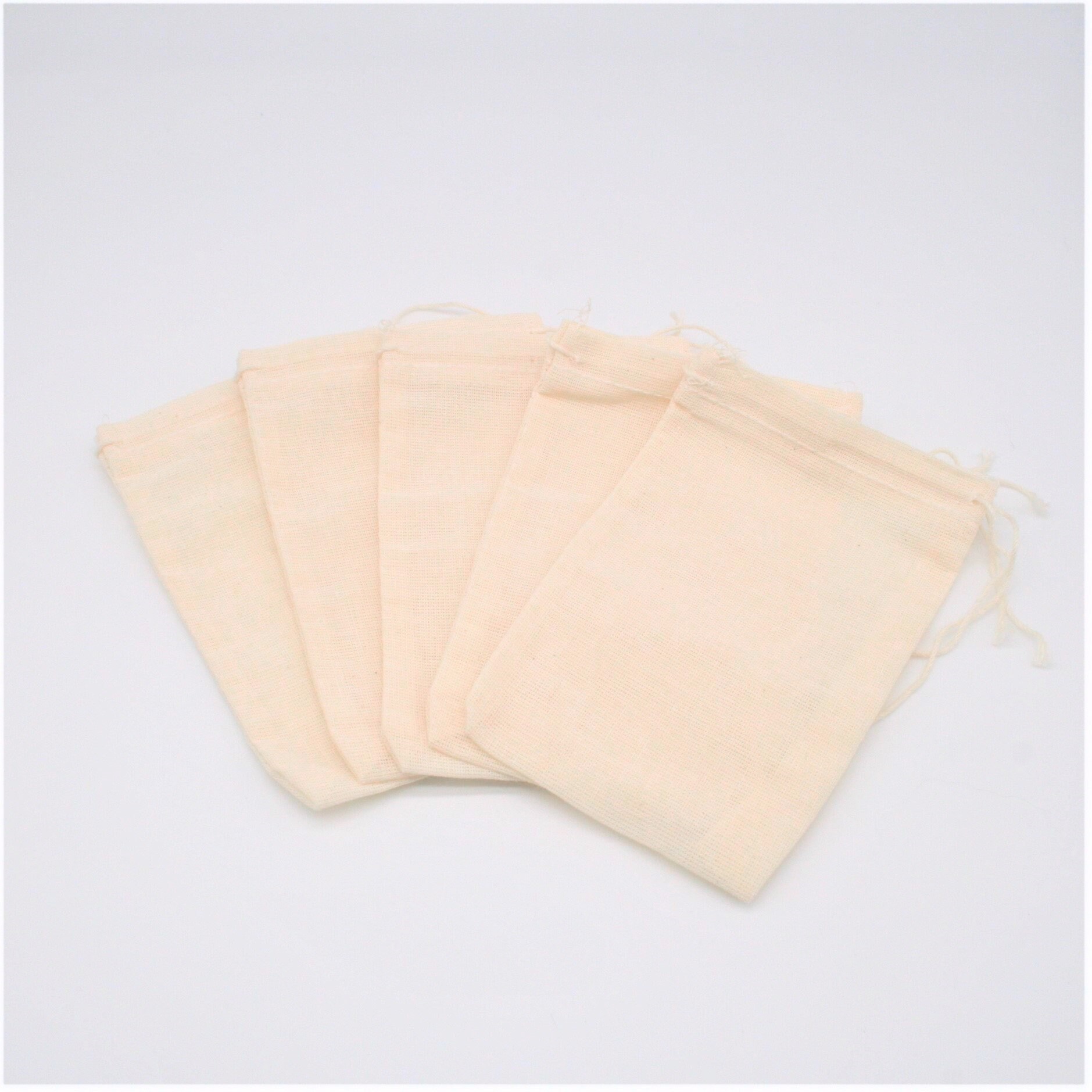 Cotton Muslin Bags Small Unbleached W/ Drawstring 5 PACK Etsy