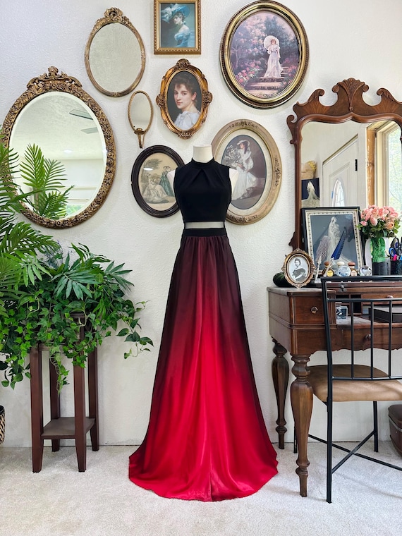 betsy and adam red dress & Ruffled High-Low Gown - featuring a luxurious draped design and a sleek silhouette Betsy & Adam Strapless "Fiona"