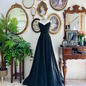 vintage black tie dresses Vintage Dresses | Vintage Y2k Sequin Evening Dress Us 4 Black Gown Strapless Formal Black Tie Prom | Color: Black/Silver | Size: 4
