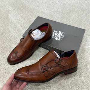 chinese dress ladies Wingtip Brogue Kiltie Monk Strap Shoes- Tan & Black main image 1