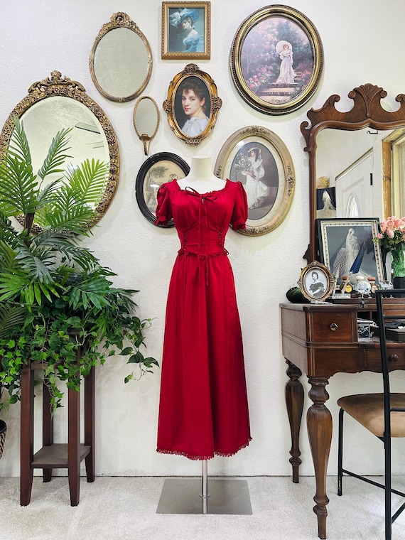 Scarlett Darkness Romantic Red Midi Dress