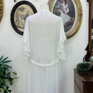 Vintage-Style Bridal Peignoir Set | Sheer Lace Nightgown & Matching Chiffon Robe | Romantic White Bridal Lingerie image 19