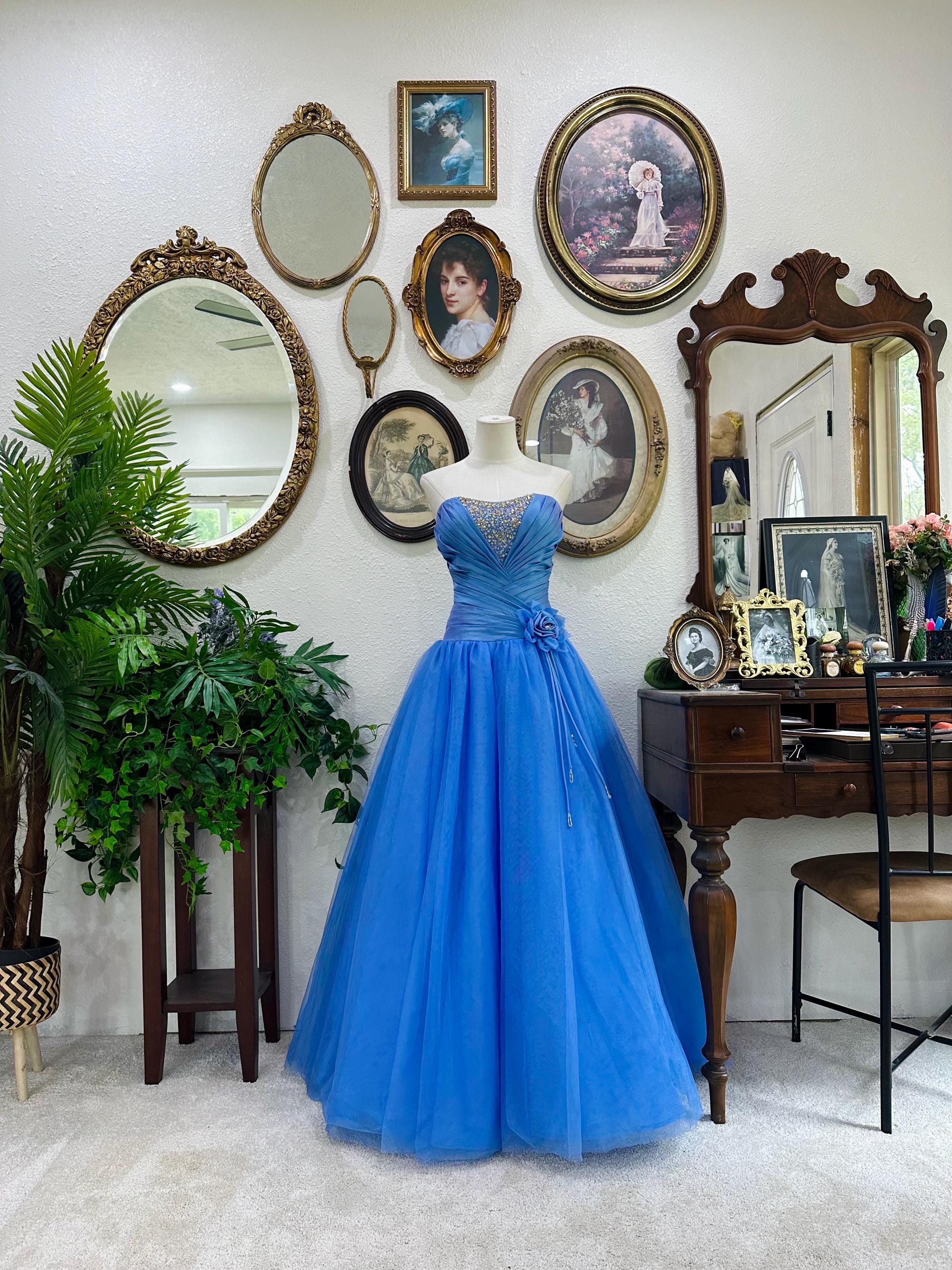 sachin and babi light blue dress Elegant Cornflower Blue Evening Midi Dress by Numoco main image 1