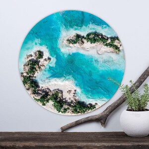 Harz Ocean Art. Vintage Karibik Karte. 10-Zoll-Kreis-Wand-Kunst. Küsten Dekor. Ozean inspirierte Kunst. Maritimes Dekor auf Holz.