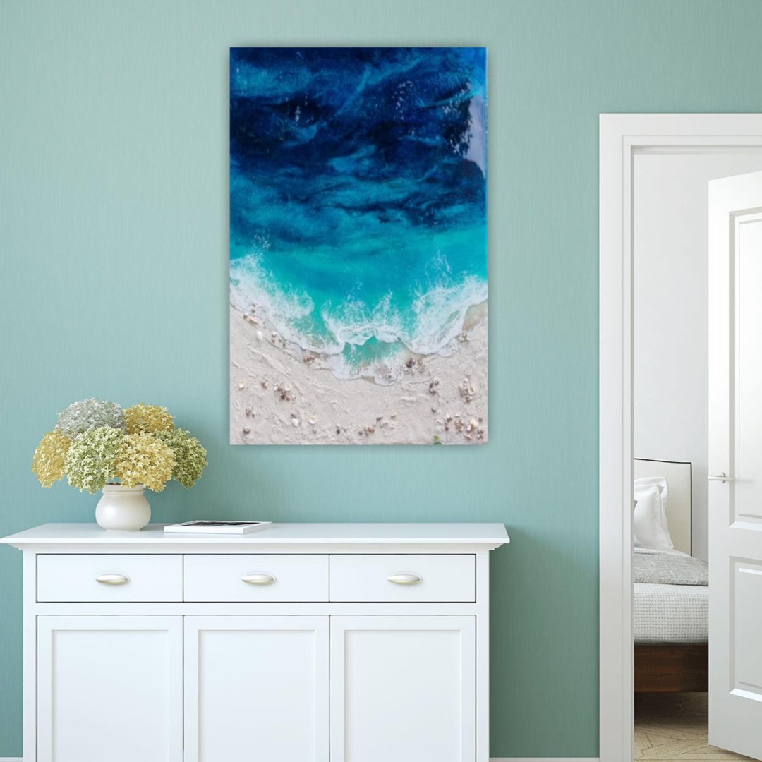 Resin Ocean Art. Large 24 X 31 Inch Wall Art. Coastal Decor. Ocean ...
