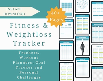 Weightloss Tracker Fitness Planner 2024 Workout Tracker Printable Daily Fitness Journal SelfCare Body Measurement Exercise Nutrition Tracker