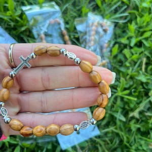 Handmade Olive Wood Rosary Bracelet: Holy Land Christian Jewelry.
