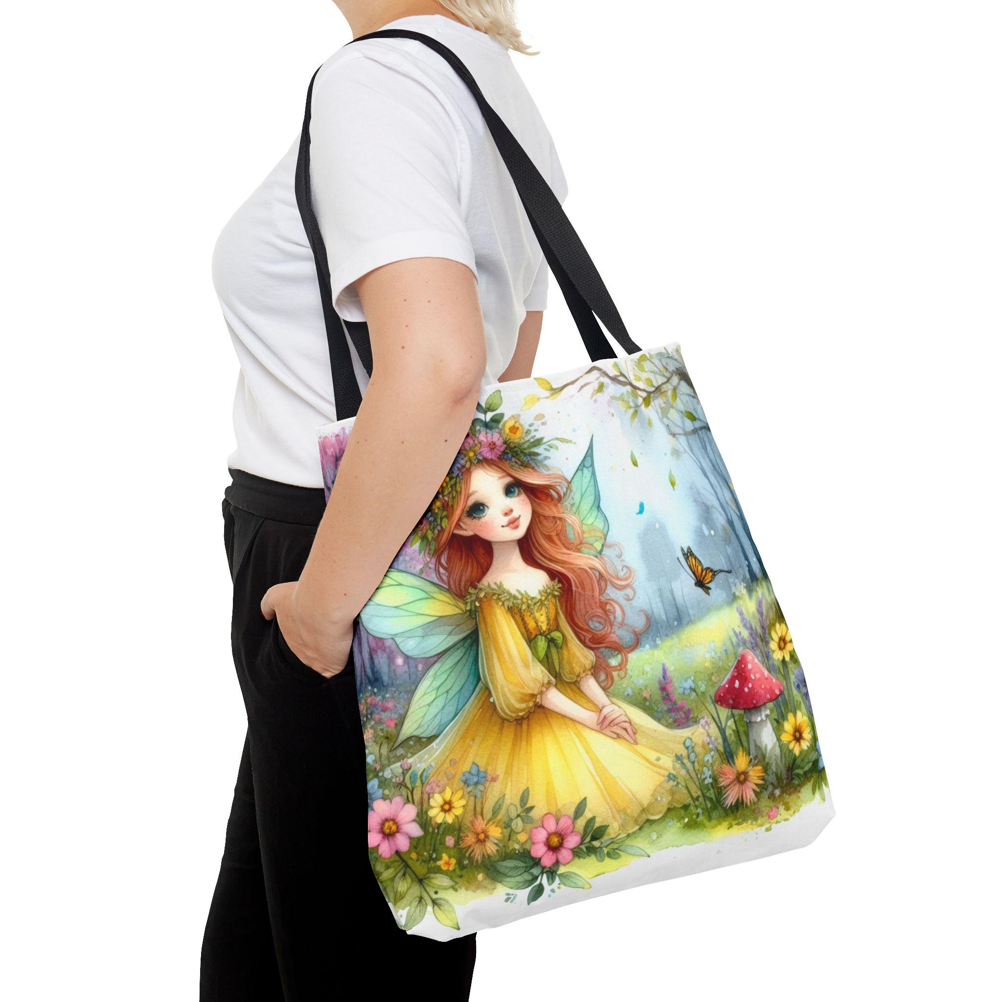 ★YAHN★fairy tote bag Fairy Tote Bag, Magical Fairy Design, Yellow Dress Fairy