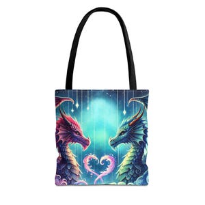 Dragon Tote Bag, Mythical Creature Reusable Bag, Fantasy Shoulder Bag, Magical Dragon Grocery Tote, Dragon Lover Gift