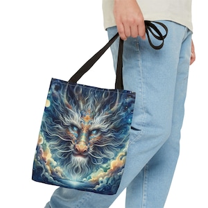 Blue Dream Dragon Tote Bag - Fantasy Creature Reusable Shopping Bag, Mythical Animal Shoulder Bag, Magical Beast Gift, Dragon Lover