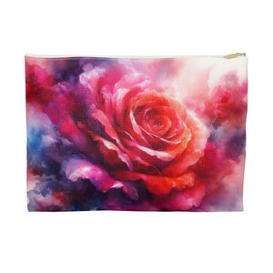 Bolsa para accesorios con rosas rojas, bolsa para maquillaje, bolsa con cremallera floral, regalo botánico, bolso de mano con estampado de flores, bolsa para cosméticos