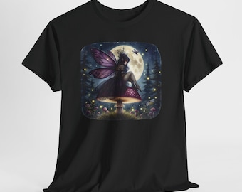 T-shirt fée au clair de lune sur champignon vénéneux | Illustration de fée au clair de lune