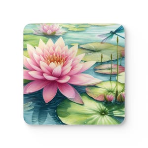 Elegant Floral Coasters - Perfect Gift with Pink Water Lily