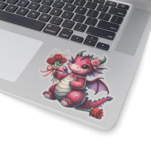 Valentijnsdag Dragon Kiss-Cut-stickers, sticker schattige liefde, hartsticker, planneraccessoires, plakboekbenodigdheden, laptopdecor afbeelding 6