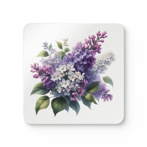 Purple Lilac Flower Coaster Set - Vibrant Home Decor