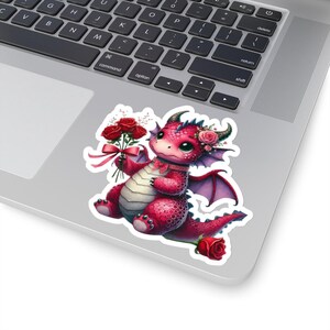 Valentijnsdag Dragon Kiss-Cut-stickers, sticker schattige liefde, hartsticker, planneraccessoires, plakboekbenodigdheden, laptopdecor afbeelding 5