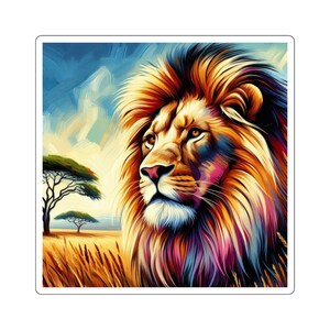 Adesivo fauna selvatica: grafica leone maschio nella savana