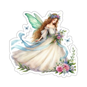 Sticker de mariage féerique fantaisiste avec fleurs