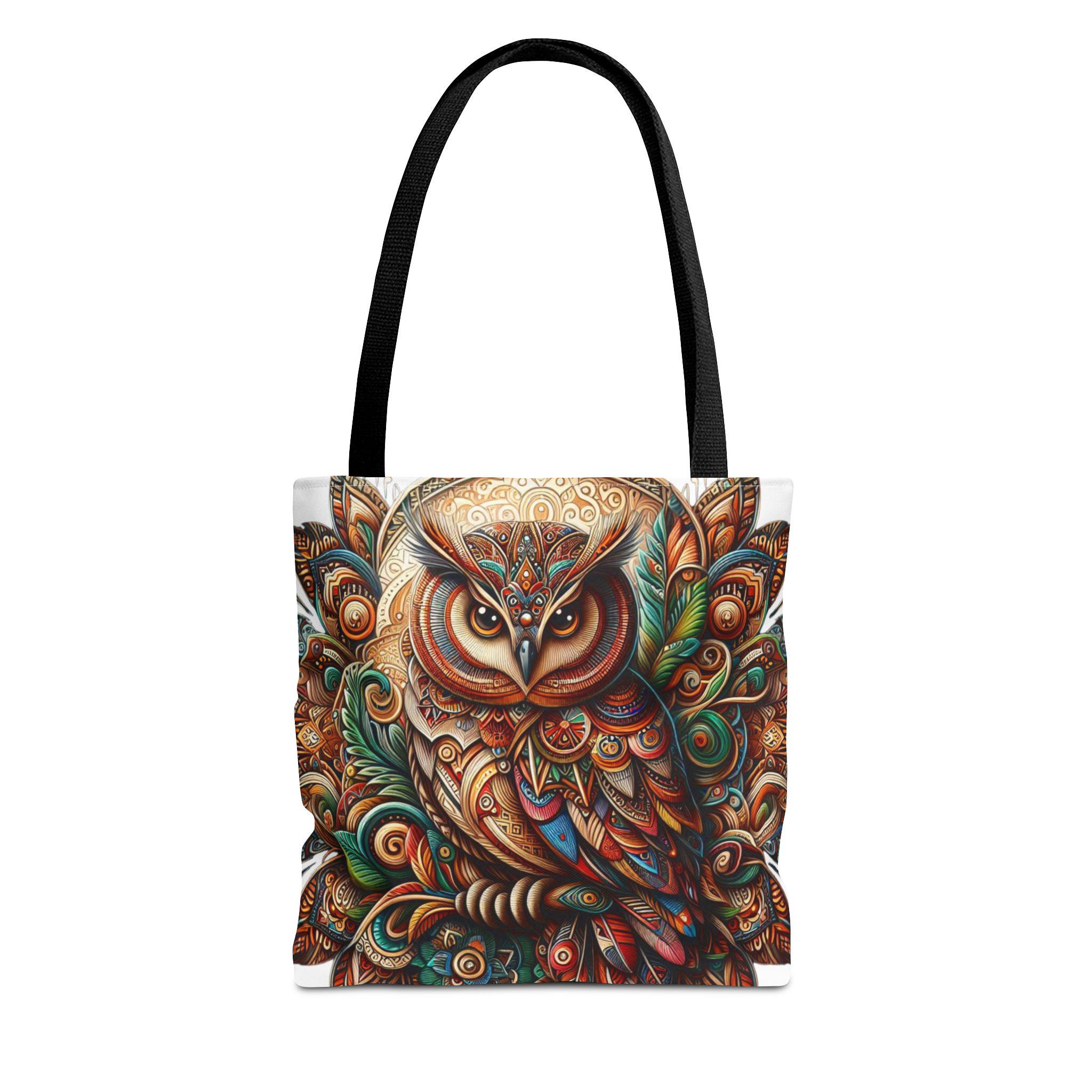 Owl Art Tote Bag, Colorful Owl Design Bag, Boho Tote, Eco-Friendly Shopper, Perfect Gift for Owl Lov