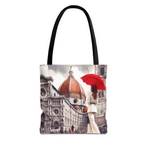 Chic Duomo Cathedral in Florence Italy Tote - Red Umbrella Series