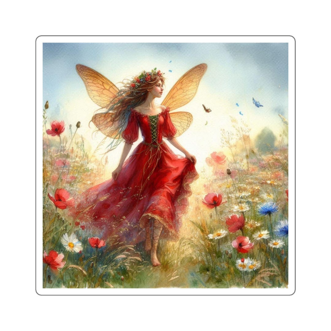 Red Fairy Sticker Magical Meadow Decal Etsy UK