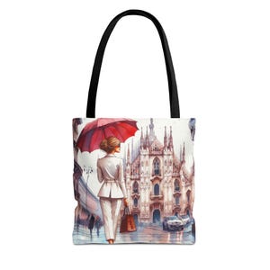 Chic Milan Italy Einkaufstasche - Red Umbrella Series