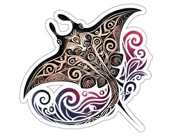 Tribal mantarog stickers, oceaan dieren stickers, onder de zee laptop sticker, zeeleven planner sticker, strand decor vinyl stickers