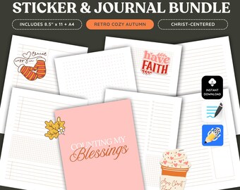 Cozy Autumn Christian Journal: Retro Stickers, Gratitude Prompts (PDF)