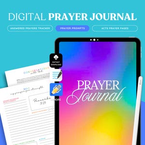 Faith-Based Prayer Planner | Digital Download Pastel Rainbow Theme | Clickable Tabs, Annotated for GoodNotes & Notability