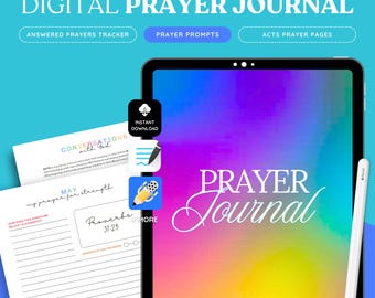 Faith-Based Prayer Planner | Digital Download Pastel Rainbow Theme | Clickable Tabs, Annotated for GoodNotes & Notability