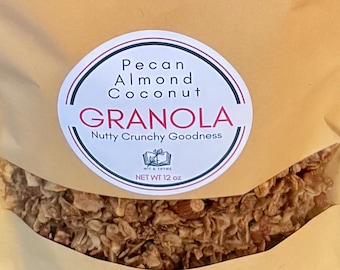 Pecan Almond Coconut Granola: Artisan Toasted Cereal with Maple Syrup