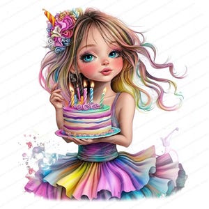 15 eccentriche clipart di ragazze di compleanno / Divertenti design di compleanno / File JPG di alta qualità / Download digitale / Stampabili con licenza commerciale