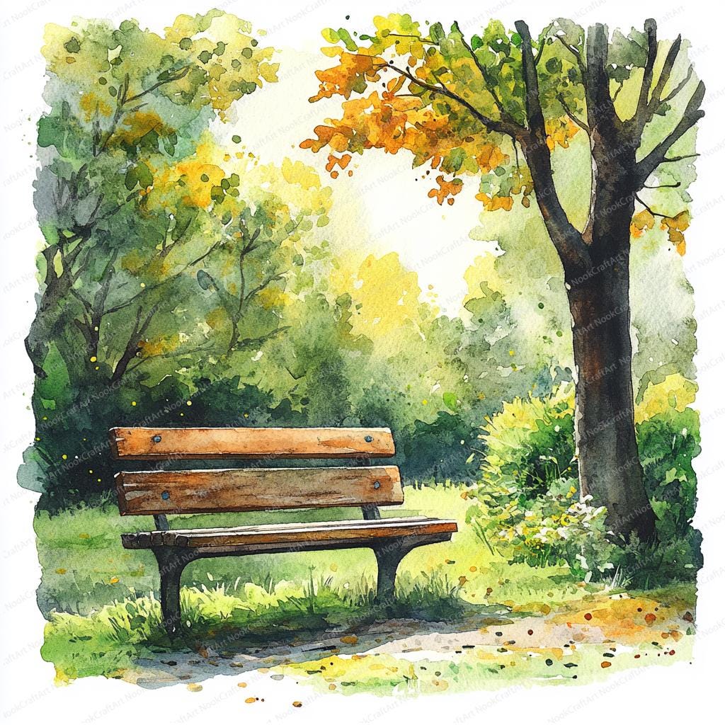 20 木のベンチのクリップアート | 穏やかな屋外のイラスト | 印刷可能