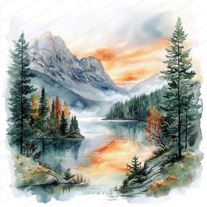 14 Alaska Valley Landscape Art Clipart | Printable Watercolor clipart | High Quality JPGs | Digital download | Paper craft | junk journal