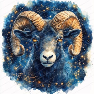 19 Cliparts Místicos do Zodíaco de Áries | Arte com Símbolos Astrológicos | Clipart em Aquarela para Imprimir | JPGs de Alta Qualidade | Artesanato em Papel | Diário de Junções