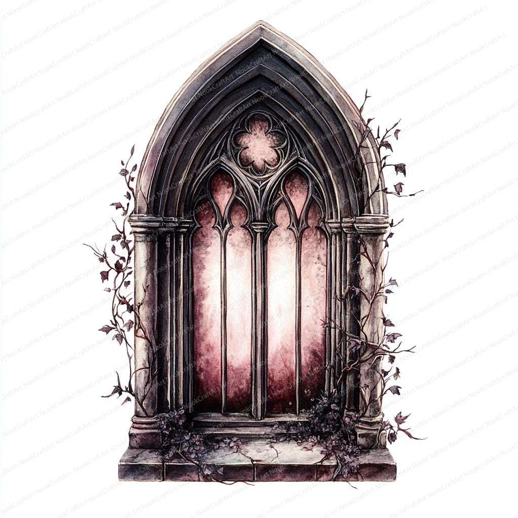 17 Gothic Window Clipart | Old Window | Printable Watercolor