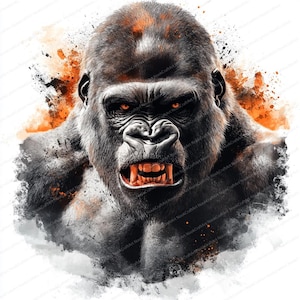 16 Clipart Gorilla Portrait | Gorilla Portrait | Printable Watercolor Clipart | High Quality JPGs | Digital Download | Paper Craft