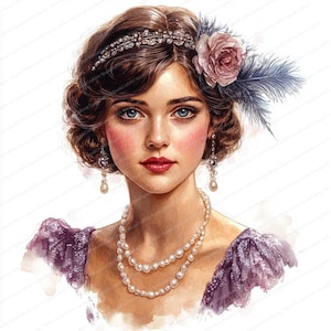 20 ヴィンテージ 1920 年代の女性クリップアート | 印刷可能な水彩クリップアート | 高品質 JPG | デジタル ダウンロード | ペーパー クラフト | ジャンク ジャーナル