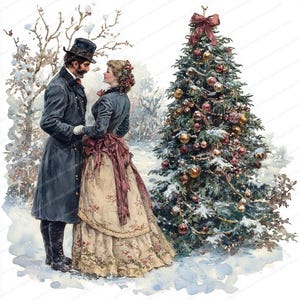 18 Victoriaanse kerstclipartbundel | Afdrukbare aquarel clipart | Hoge kwaliteit JPG's | Digitale download | Papierkunst | junkjournalistiek